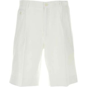 Dolce & Gabbana, Korte broeken, Heren, Wit, M, Linnen, Witte linnen Bermuda shorts