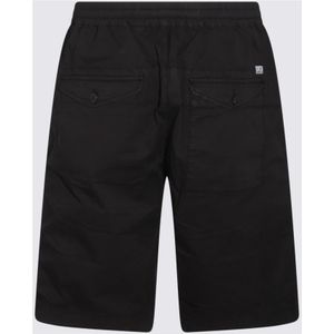 C.p. Company, Korte broeken, Heren, Zwart, L, Katoen, Zwarte Katoenen Knielange Shorts