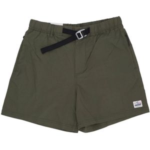 Element, Korte broeken, Heren, Groen, L, Katoen, Ripstop Elastische Taille Walkshort met Zakken