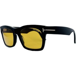 Tom Ford, Accessoires, unisex, Zwart, ONE Size, Rechthoekige vierkante zonnebril zwart geel