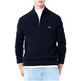 Lacoste, Truien, Heren, Blauw, L, Wol, Klassieke Zip-Up Sweater