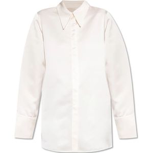 Jil Sander, Blouses & Shirts, Dames, Beige, S, Satijn, Lange shirt