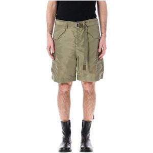 Sacai, Cargo Nylon Shorts Groen, Heren, Maat:M