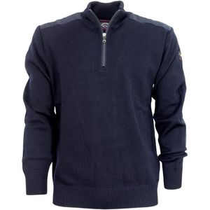 Paul & Shark, Sweatshirts & Hoodies, Heren, Blauw, M, Wol, Yachting Pull Zip met blauwe top en patches, Model Cop 1028