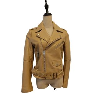 Valentino Vintage, Pre-owned, Dames, Beige, M, Leer, Pre-owned Leather outerwear
