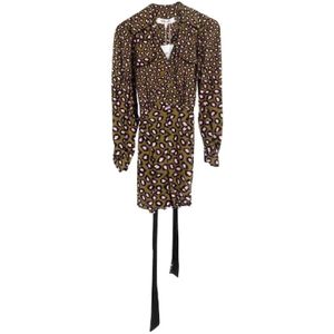 Diane Von Furstenberg, Kleedjes, Dames, Veelkleurig, S, Tweed, Leopard Print Wrap Playsuit