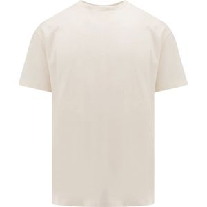Roberto Collina, Tops, Heren, Wit, XL, Katoen, Witte Geribbelde T-Shirt, Klassieke Pasvorm