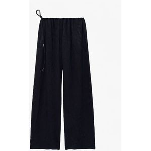 Proenza Schouler, Broeken, Dames, Zwart, L, Gekreukte Flou Anders Broek