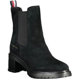 Tommy Hilfiger, Schoenen, Dames, Zwart, 41 EU, Leer, Enkellaarsjes