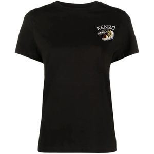 Kenzo, Klassieke Tiger Jersey T-shirt Zwart, Dames, Maat:M