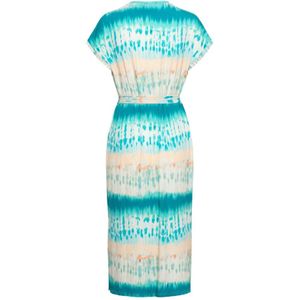 &Co Woman, Kleedjes, Dames, Veelkleurig, XS, Polyester, Turquoise Tie-Dye Jurk met V-Hals