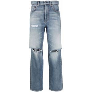 Love Moschino, Jeans, Dames, Blauw, W29, Katoen, Blauwe Straight Jeans Casual Stijl
