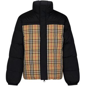 Burberry, Jassen, Heren, Beige, L, Polyester, Beige Omkeerbare Jassen met Burberry Check Design