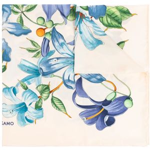 Salvatore Ferragamo, Zijden sjaal met bloemenmotief Veelkleurig, Dames, Maat:ONE Size