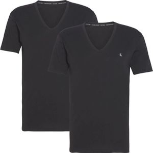 Calvin Klein, V-Hals T-Shirt 2-Pack Zwart, Heren, Maat:S