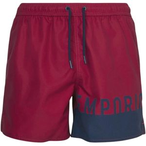 Emporio Armani, Badkleding, Heren, Rood, XL, Polyester, Rode Logo Zwemshorts