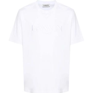 Lanvin, Tops, Heren, Wit, L, Katoen, Klassieke T-shirt Collectie