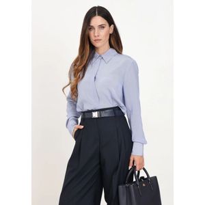 Max Mara, Blouses & Shirts, Dames, Blauw, L, Blauw Gestreept Overhemd Elegant Veelzijdig