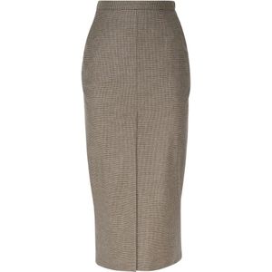 Pinko, Rokken, Dames, Bruin, M, Taupe Pencil Rok Rits Hoge Taille