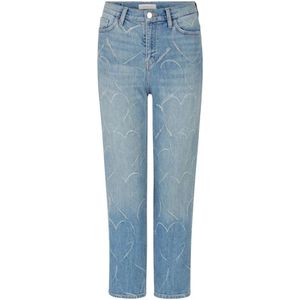 Rich & Royal, Jeans, Dames, Blauw, W30 L32, Wol, Vintage Straight Donkerblauw met Hart Artwork Jeans