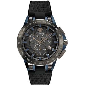 Versace, Sport Tech Chronograaf Horloge Zwart, Heren, Maat:ONE Size