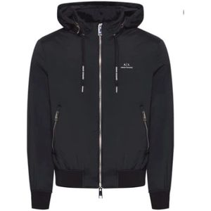 Armani Exchange, Sweatshirts & Hoodies, Heren, Zwart, M, Polyester, Zwarte Heren Buitenkleding