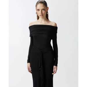 Pinko, Tops, Dames, Zwart, M, Jersey top met off-shoulder design