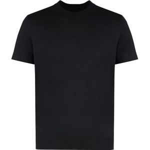 Givenchy, Tops, Heren, Zwart, XS, Katoen, Katoenen Crew-Neck T-Shirt met Geribbelde Halslijn