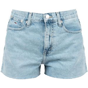 Tommy Hilfiger, Versleten hoge taille denim shorts Blauw, Dames, Maat:W24