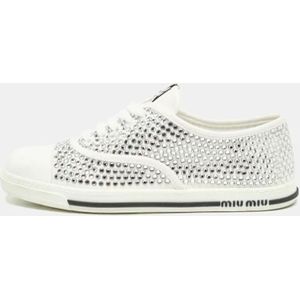 Miu Miu Pre-owned, Pre-owned, Dames, Wit, 40 EU, Pre-owned Canvas sneakers