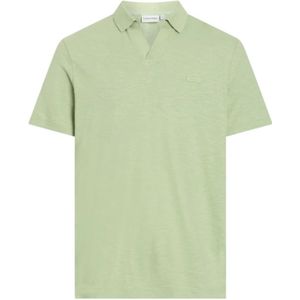 Calvin Klein, Tops, Heren, Groen, XS, Katoen, Groene Katoen Linnen Poloshirt