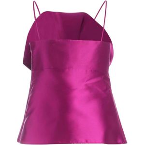 Alberta Ferretti, Tops, Dames, Roze, M, Polyester, Fuchsia Zijden Mix Maxi Boog Top