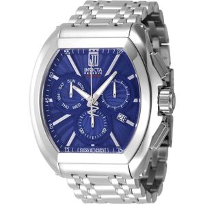 Invicta Watches, Accessoires, Heren, Grijs, ONE Size, Mannelijk Quartz Horloge - Blauwe Wijzerplaat