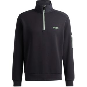 Hugo Boss, Sweatshirts & Hoodies, Heren, Zwart, 5Xl, Katoen, Zwarte Groene Trui