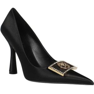 Versace, Schoenen, Dames, Zwart, 38 EU, Leer, Leren Pumps met Puntige Neus