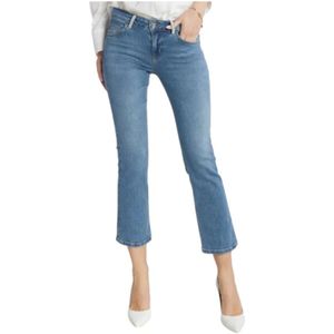 Liu Jo, Jeans, Dames, Blauw, W27, Katoen, Blauwe Flared Jeans met Glitterdetail