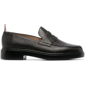 Thom Browne, Schoenen, Dames, Zwart, 37 EU, Klassieke Zwarte Leren Mocassin