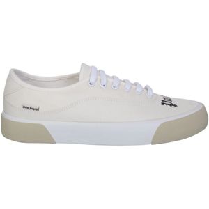 Palm Angels, Crème Canvas Lage Sneakers Wit, Heren, Maat:41 EU