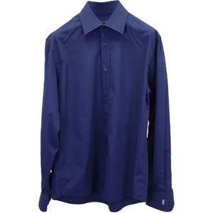 Yves Saint Laurent Vintage, Pre-owned, Heren, Blauw, S, Katoen, Pre-owned Cotton tops