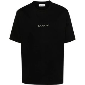 Lanvin, Tops, Heren, Zwart, S, Katoen, Geborduurde Unisex T-shirts en Polos