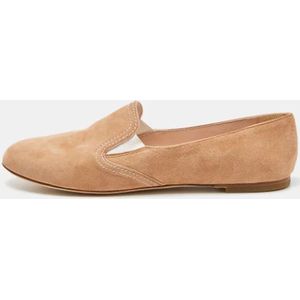 Casadei Pre-owned, Pre-owned, Dames, Beige, 40 EU, Pre-owned Suede flats