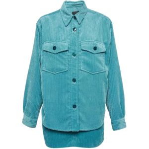 Isabel Marant Pre-owned, Pre-owned, Dames, Blauw, L, Leer, Pre-owned Corduroy outerwear