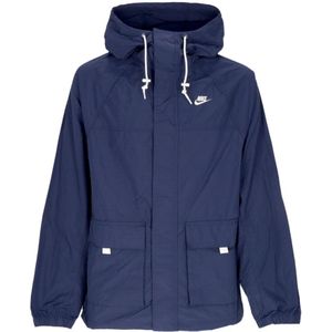 Nike, Sport, Heren, Blauw, L, Polyester, Midnight Navy/Wit Windbreaker Jas met Capuchon