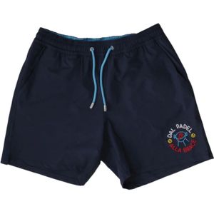 Saint Barth, Korte broeken, Heren, Blauw, XL, Blauwe Zee Zwemkleding Logo Achter Verstelbare Taille