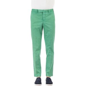 PT Torino, Groene Twill Stretch Broek Groen, Heren, Maat:M