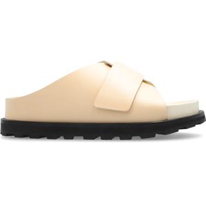 Jil Sander, Schoenen, Dames, Beige, 36 EU, Leer, Leren slides