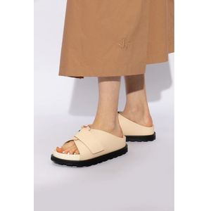 Jil Sander, Schoenen, Dames, Beige, 36 EU, Leer, Leren slides