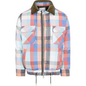 Sacai, Jassen, Heren, Veelkleurig, L, Polyester, Multicolor Geruite Gewatteerde Blouson Jas