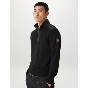 Belstaff, Truien, Heren, Zwart, L, Wol, Merino Zwarte Quarter Zip Jumper