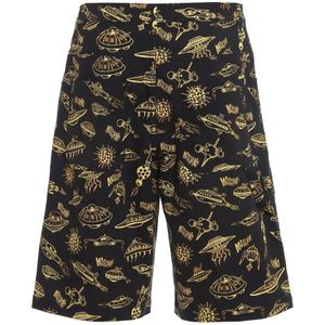 Moschino, Korte broeken, Heren, Zwart, L, Katoen, Spaceship Print Stretch Shorts